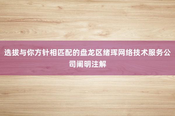 选拔与你方针相匹配的盘龙区绪珲网络技术服务公司阐明注解